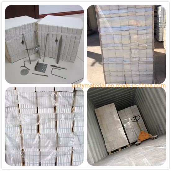 Horno Refractario Aislamiento Térmico 1260 200kg/M3 Densidad Módulo De Fibra Cerámica Silicato De Aluminio Monolítico Pila Doblado Bloque Plegable Con Anclajes Hardwares